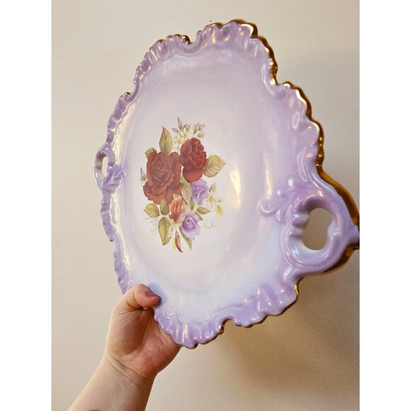 3 For 55 👍🫶 Vintage Ornate Gold Leaf Rimmed Porcelain Platter | 1950s - Picture 7 of 10